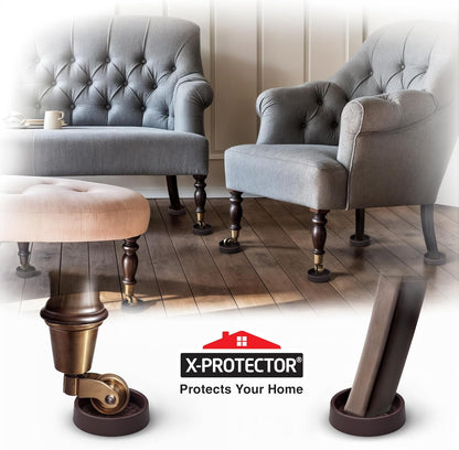 X-Protector Furniture Cups - 8 PCS 2.2" - Non Slip Furniture Pads (Round) | Transparent Floor Protectors - Bed Stoppers to Prevent Sliding - Keep Furniture from Sliding on Floor!
