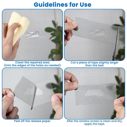Gray Fiberglass Screen Mesh Patch Tape 2" x 35FT Strong Adhesive Repair Kit | Strong adhesive fiberglass mesh repair kit for screen holes and tears, easy to cut and apply, waterproof indoor outdoor