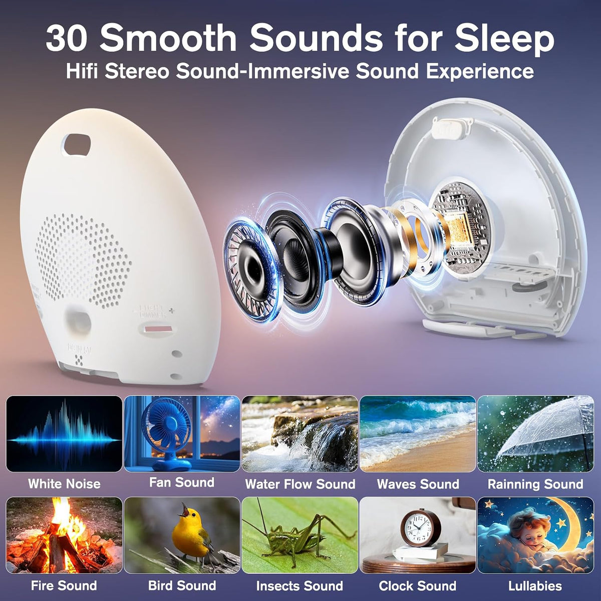 Sunrise Alarm Clock Wake up Light White Noise Sound Machine with Timer