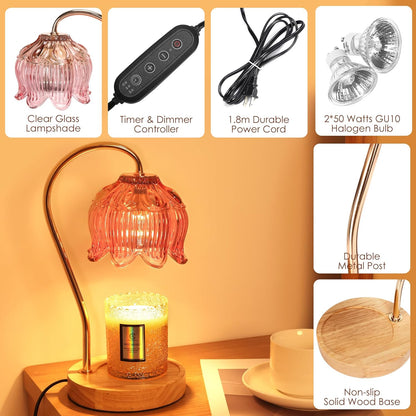 Flower Candle Warmer Lamp with Timer & Dimmer | Fits All Jar Scented Candles - Christmas & Mothers Day Gift for Women，Mom，Her