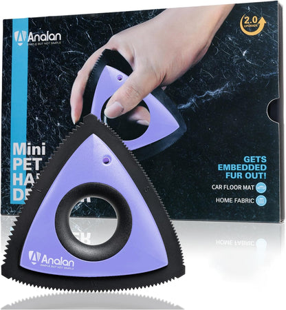 Mini Pet Hair Remover for Car Detailing Dog Hair Tool Brush(Black) | Deep Cleaning, Reusable Rubber, Gentle on Fabrics, Triangle Design For Car Interiors, Couch, Rugs, Carpet, Mats & Furniture