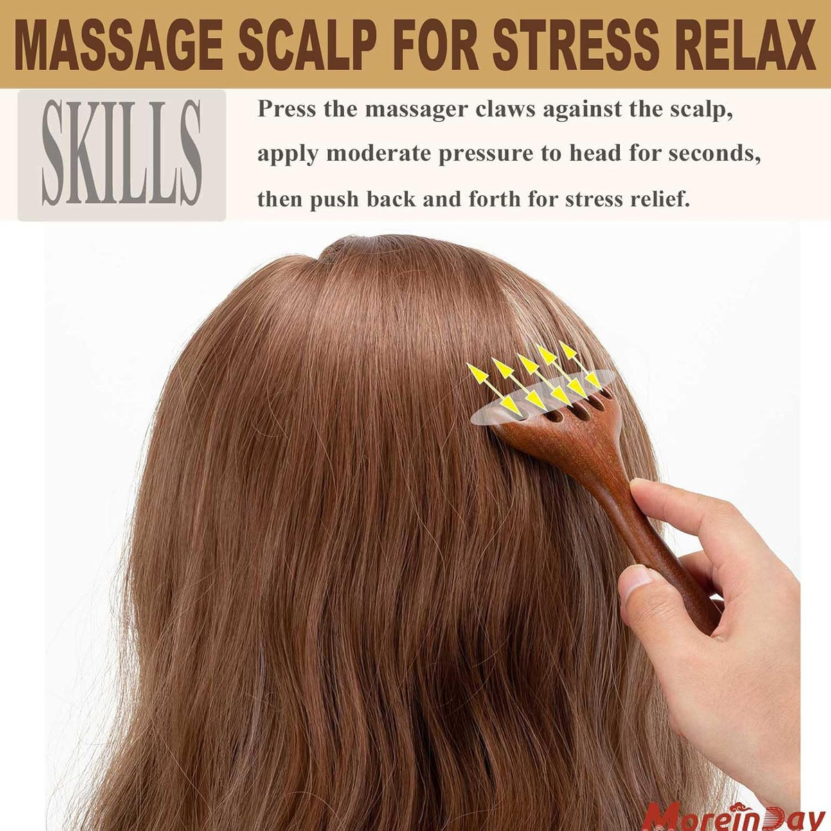 Head Massager Scalp, Wooden Scalp Massager, Foot Massage Tool