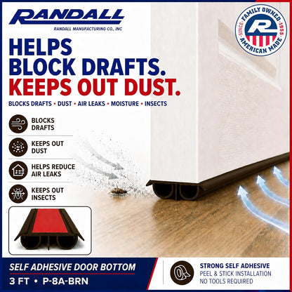 36" PVC Double Bubble Seal Self Adhesive Door Bottom, Stick-On Under Door Draft Stopper, Door Sweep Replacement for 1-3/4" to 2" Doors, Seals Gaps up to 1/2" (Black)