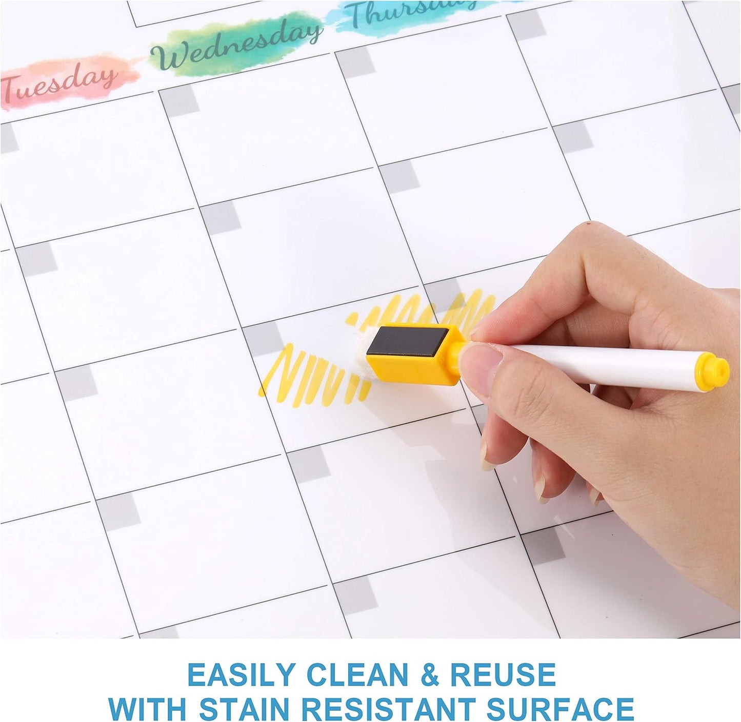 Dry Erase Magnetic Calendar for Refrigerator - 15"x 11.5" Monthly Calendar Whiteboard + 9" x 7" Weekly Planning Board, Fridge Calendar Magnet