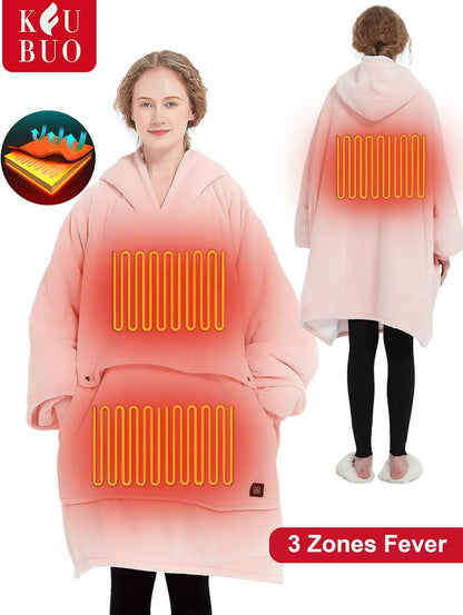 KFUBUO Wearable Heated Blanket Cordless Oversized Hoodie Sweatshirt