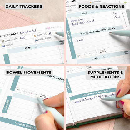 Clever Fox Food Sensitivity Journal & Symptom Diary, 8.5x11 Purple