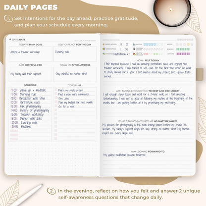 Clever Fox Self-Care Journal for Women, Daily Planner 5.8x8.3 Mystic blue
