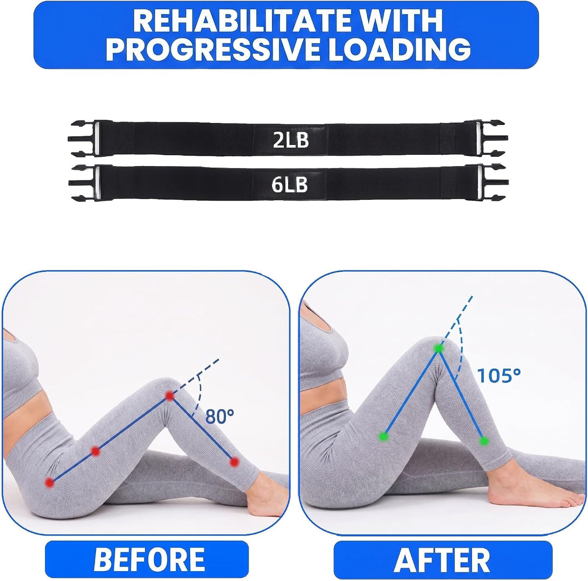 Knee Recover Strap for Post-Surgery Rehab - Recovery from Knee Replacement, ACL, MCL- Physical Therapy Aid for Bed Mobility, Seniors & Elderly, Foot & Calf Stretcher for Plantar Fasciitis