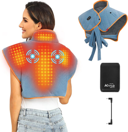 Portable Cordless Heating Pad with Battery,Weighted Rechargeable Heat Pad