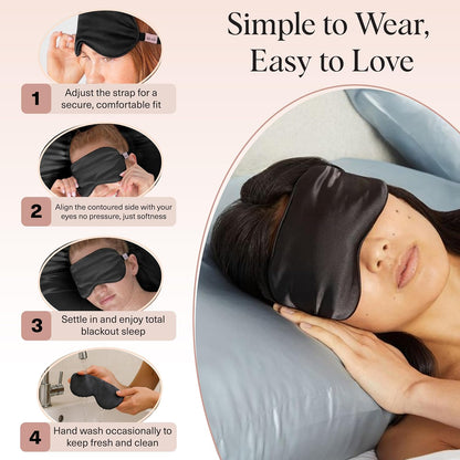 Kitsch Contour Satin Sleep Mask | Eye Masks for Sleep - Blush | Softer Than Silk Sleep Mask, Blindfold Sleep Masks for Women & Men, No Eye Pressure, Lightweight Eye Mask, Travel Essentials