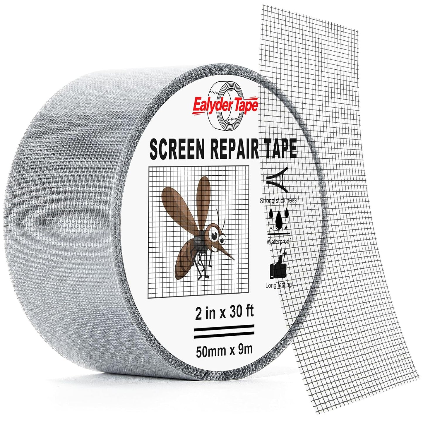 2" x 30FT Black Window Screen Repair Tape Fiberglass Mesh Patch Tape | Fiberglass Mesh Screen Repair Tape for Window & Door Tears, Strong Adhesive, Quick Fix Holes, Black Durable Mesh