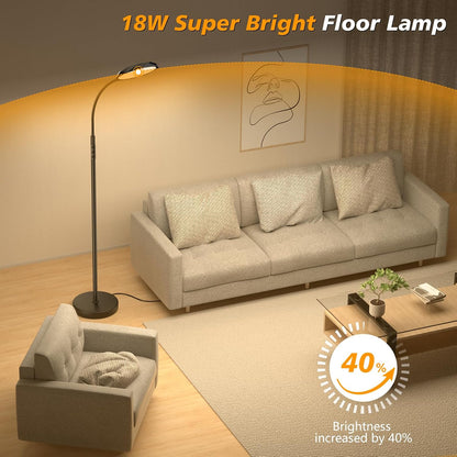 PACOVY Floor Lamp, Adjustable Height Floor Lamps for Living Room Bedroom, 120 LED Super Bright Standing Lamp Remote & Touch Control Dimmable Gooseneck Tall Stand Reading Lamp for Office Craft, Black