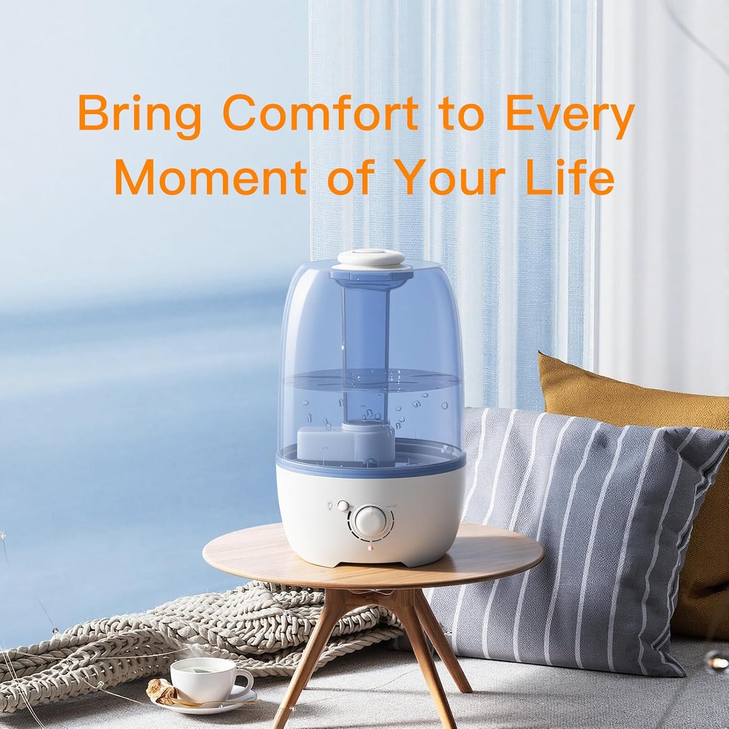 MEGAWISE 3.2L Cool Mist Humidifier for Bedroom, Ultrasonic Air Humidifier for Baby & Kids Room, Quiet Leak-Proof Design, Fine Mist, Auto Shut-Off, Essential Oil Compatible, Sleep Humidifier (White)