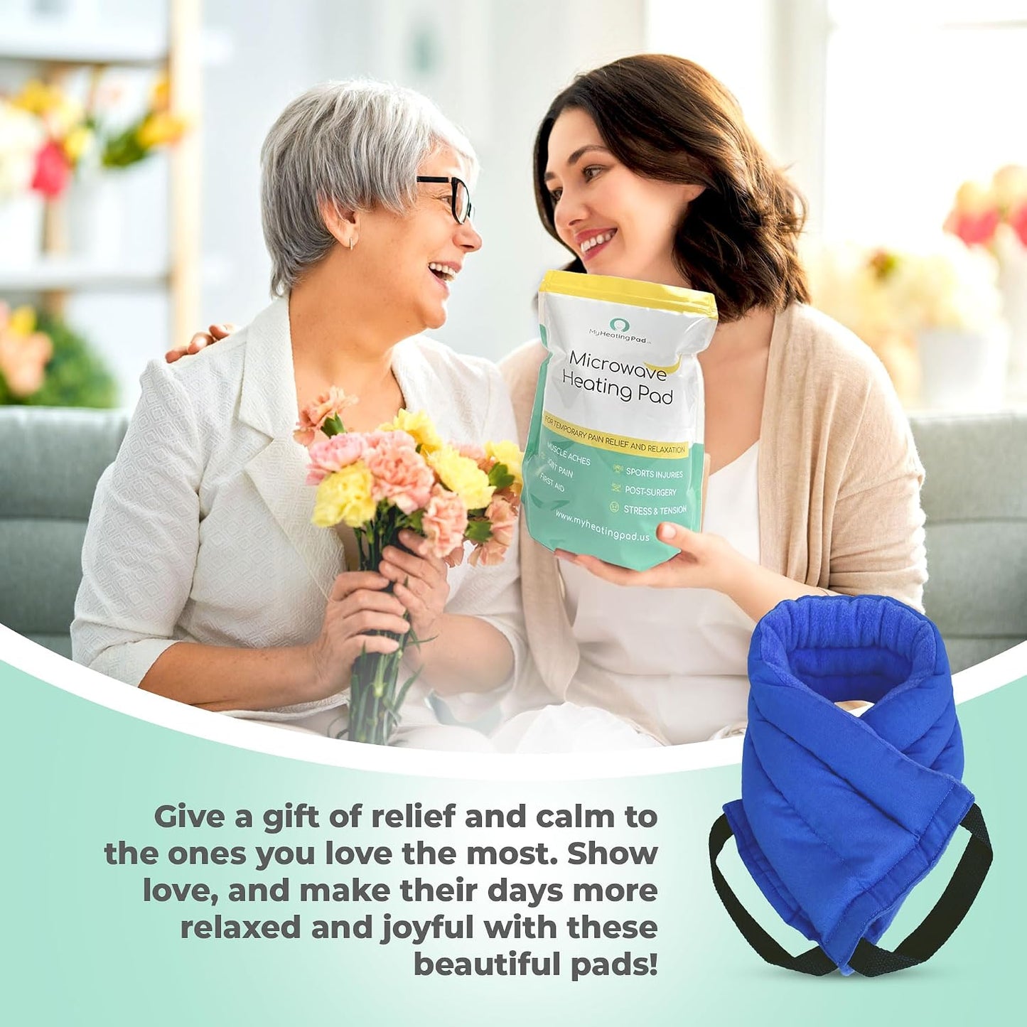 Microwavable Heating Pads for Lower Back, Neck, and Shoulder Pain Relief - Moist Microwave Heating Pad for Muscles and Joints - Microwave Hot Pack Heat Pad for Cramps -1 Heat Pack Blue-Lavender Scent