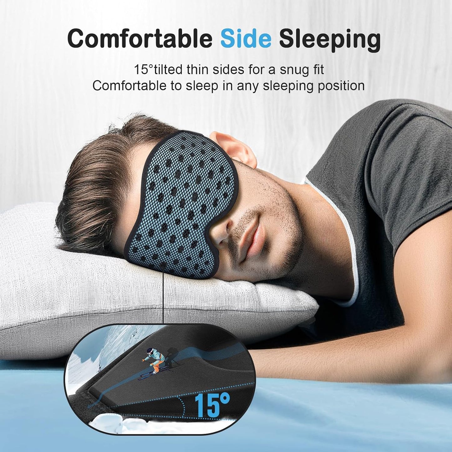 LitBear Breathable Sleep Mask, 3D Eye Mask Sleep for Side Sleepers Women Men