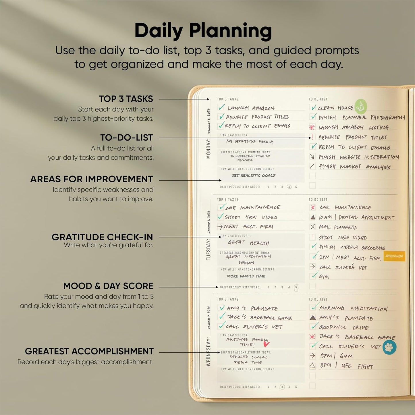 Dated, 2026 Planner, 5.8” x 8.3” - The #1 Productivity Planner to Achieve Your 2026 Goals - Planner 2026-2027 by PRODUCTIVITY STORE (A5, GREY)