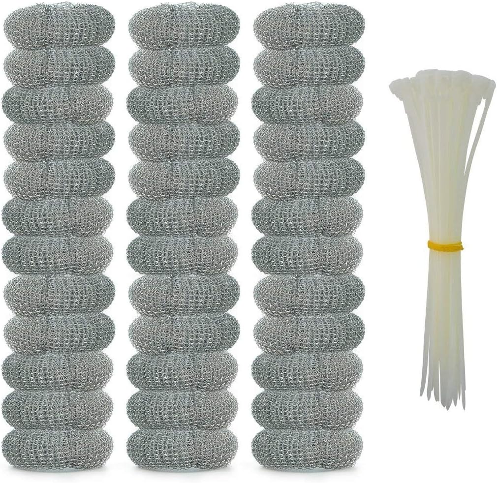 Wobe 36Pack Washing Machine Lint Traps with Nylon Ties, Stainless Steel | Mesh Lint Filter Lint Snare Traps for Laundry Washer Hose, Rustproof Snare Net, Includes 36 Nylon Ties, Easy to Install