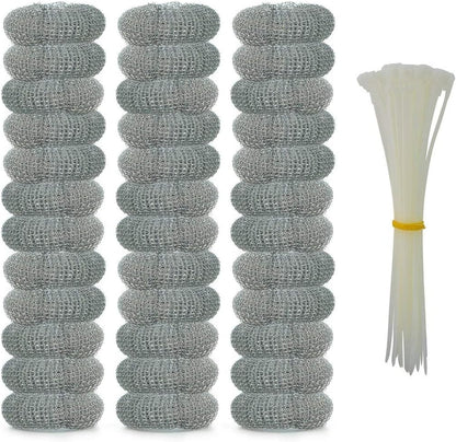 Wobe 36Pack Washing Machine Lint Traps with Nylon Ties, Stainless Steel | Mesh Lint Filter Lint Snare Traps for Laundry Washer Hose, Rustproof Snare Net, Includes 36 Nylon Ties, Easy to Install
