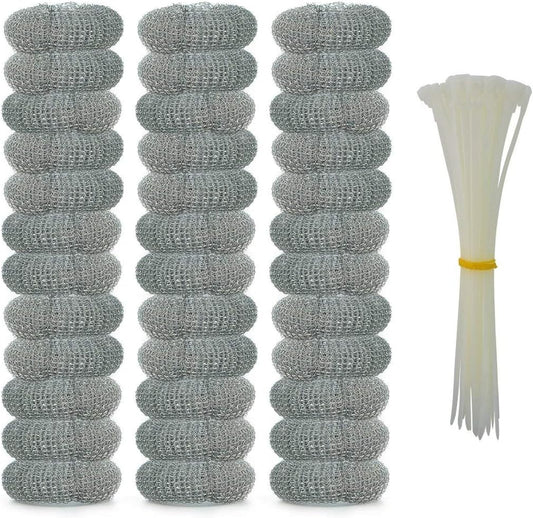 Wobe 36Pack Washing Machine Lint Traps with Nylon Ties, Stainless Steel | Mesh Lint Filter Lint Snare Traps for Laundry Washer Hose, Rustproof Snare Net, Includes 36 Nylon Ties, Easy to Install