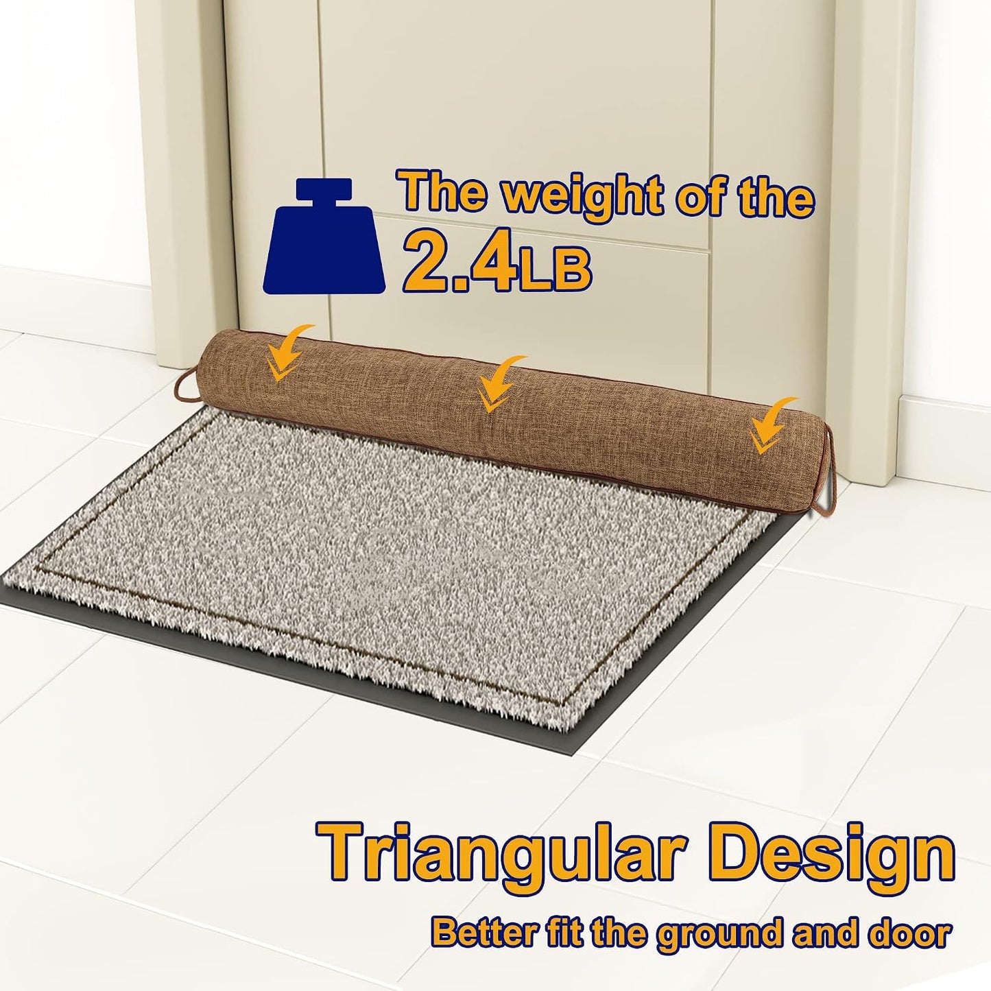 NABOWAN Weighted Door Draft Stopper — Triangular Under-Door Gap Filler for Gaps up to 3", Wind Noise Blocker, Energy Saver for Home Room Essentials, 32 Inch Gray