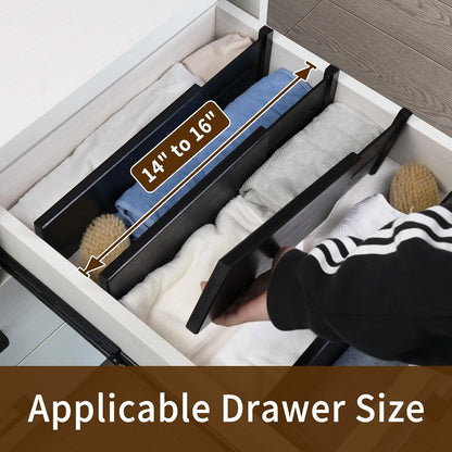 Utoplike 4 Pcs Bamboo Kitchen Drawer Dividers, Large Drawers Organizers | Adjustable Spring Loaded Expandable Organization, Works in Dresser, Bathroom, Bedroom, Office, Fit 17.8"-20.6" Drawer, 2.4"H
