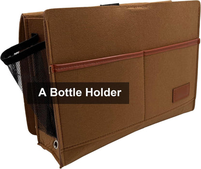 Bedside Caddy, Felt Bedside Storage Organizer, Hanging Storage Bag, Chair Organizer Caddy, Remote, Magazine, Drink Bottle Holder for Hospital, Dorm Bed, Baby Stuff, Office (Light Grey Small)