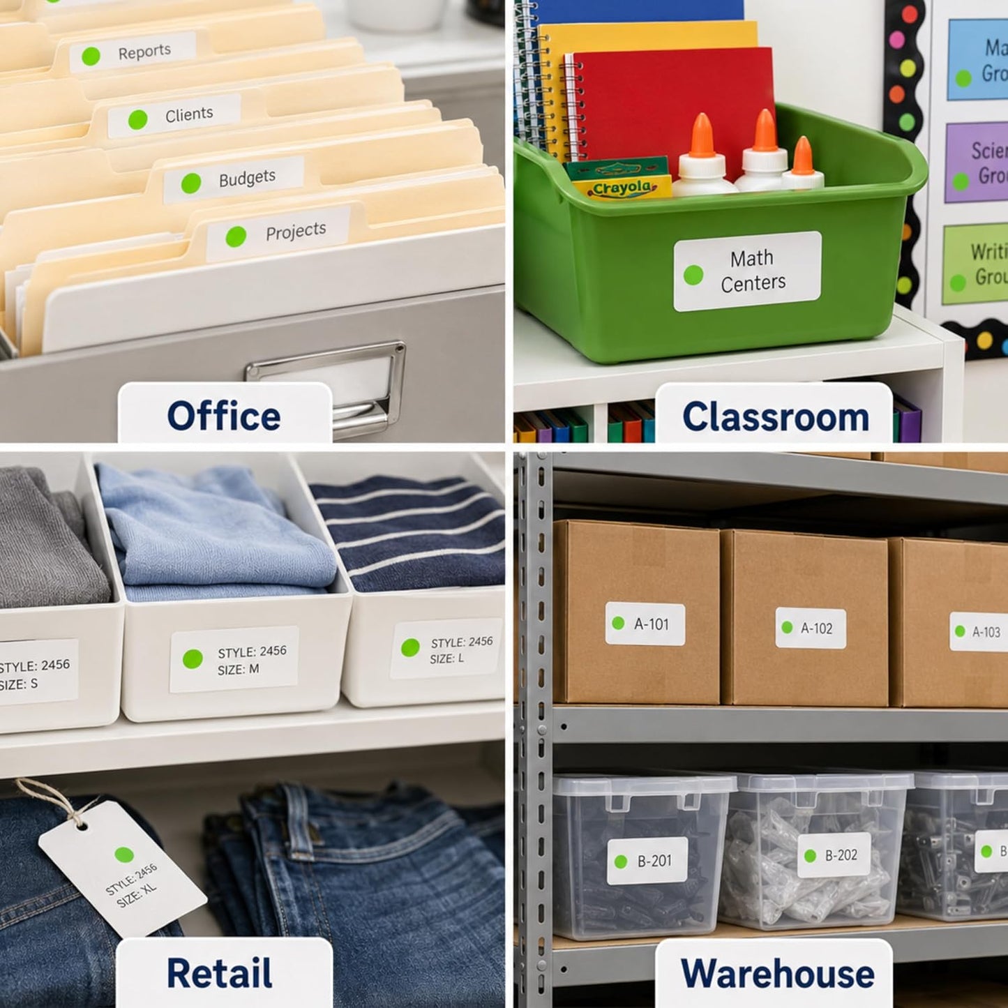 Removable Green Dot Stickers, 1/2 Inch, 1000/Box | Inventory Circle Labels with Removable Adhesive for Offices, Classrooms, Food Service, and Medical Settings. Made in USA