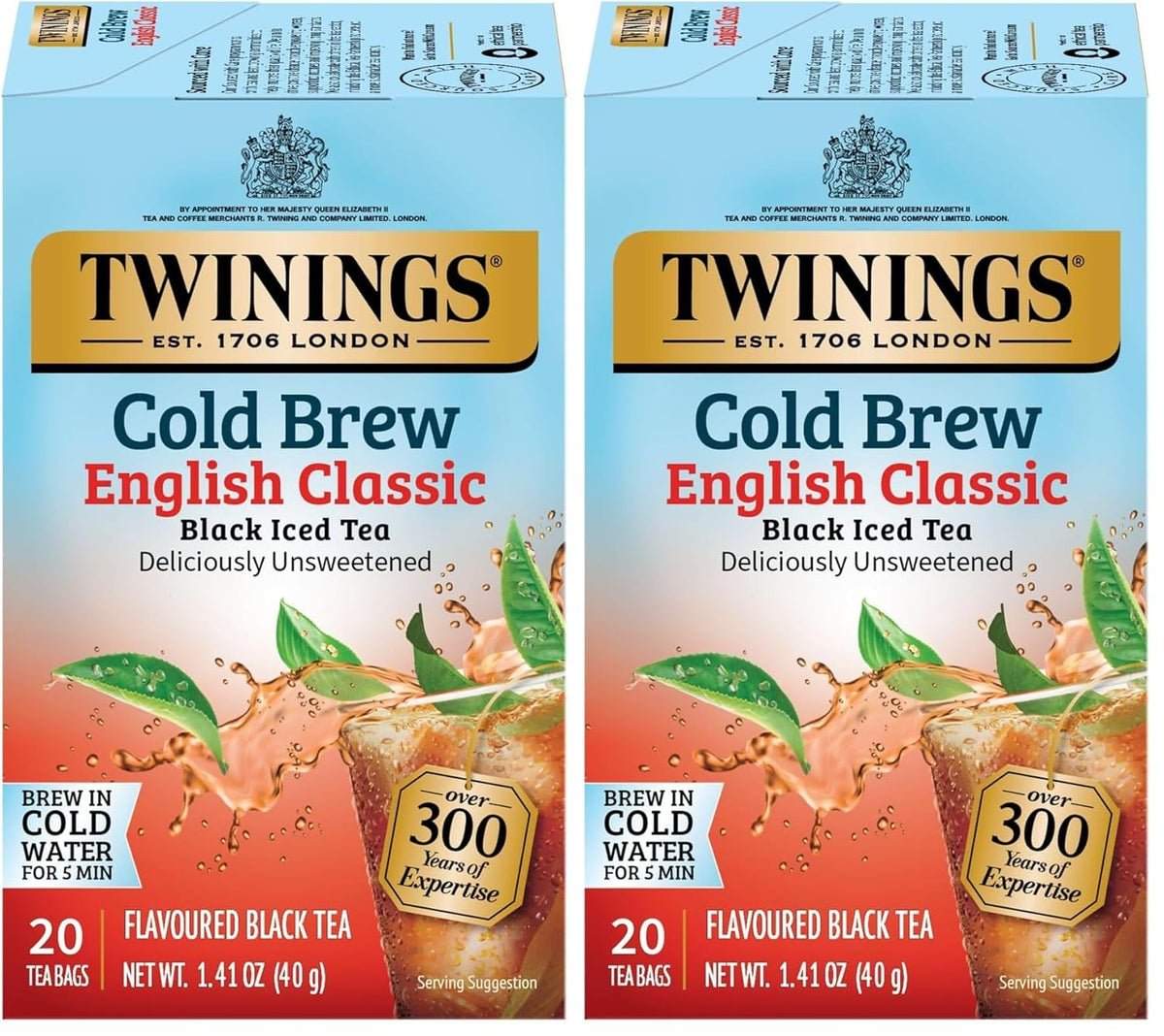 Twinings Strawberry & Raspberry Herbal Iced Tea, 72 Oversized Tea Bags, Makes 18 Pitchers or 144 Servings, Unsweetened, Naturally Caffeine-Free, (Pack of 1)