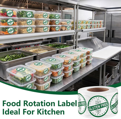 1000 PCS Gluten Free Stickers Bulk - 1.25 Inch Round Circle Gluten Free Rotation Dots Labels with Self Adhesive for Restaurants, Home Kitchen & Food Packaging, 2 Rolls(500 PCS Per Roll)