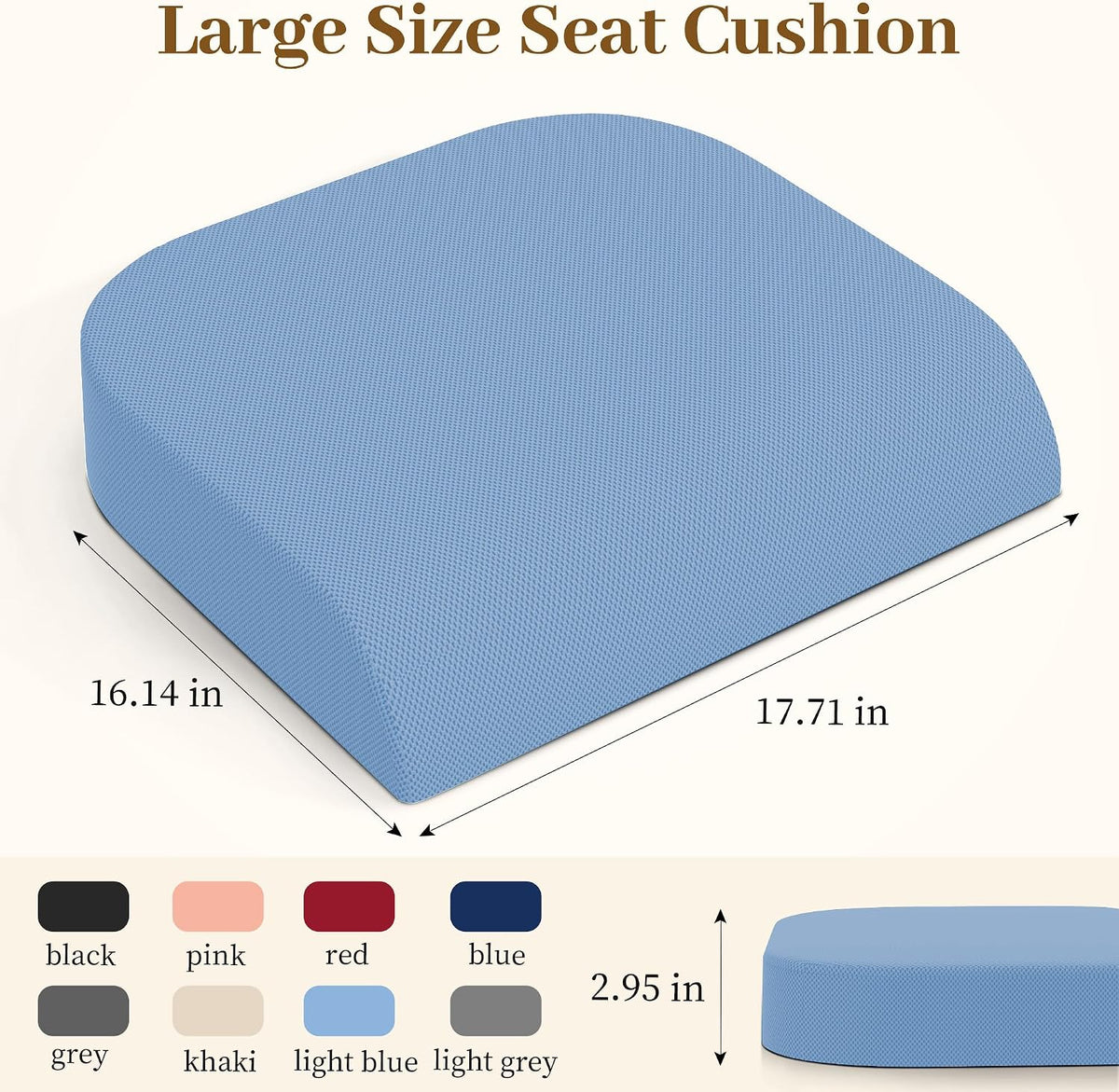 TranquilRelax Memory Foam Seat Cushion for Office Chair, 3-Inch, Black
