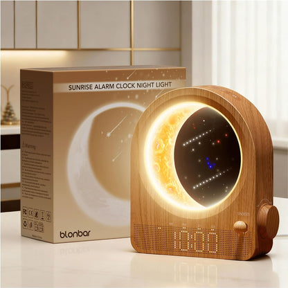 blonbar Sunrise Alarm Clocks for Bedrooms, Stepless Dimmable Moon Lamp Dual Alarm Clock with 12Levels Volume for Heavy Sleepers, 10 Natural Sounds with 30/60/90mins Timer, Gifts for Women