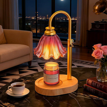 Flower Candle Warmer Lamp,Adjustable Timer & Dimmer(Green) | Adjustable height fits jars. Timer & dimmer safe melt. 2 bulbs & heat-proof base. Perfect for bedroom, office, or gifting.