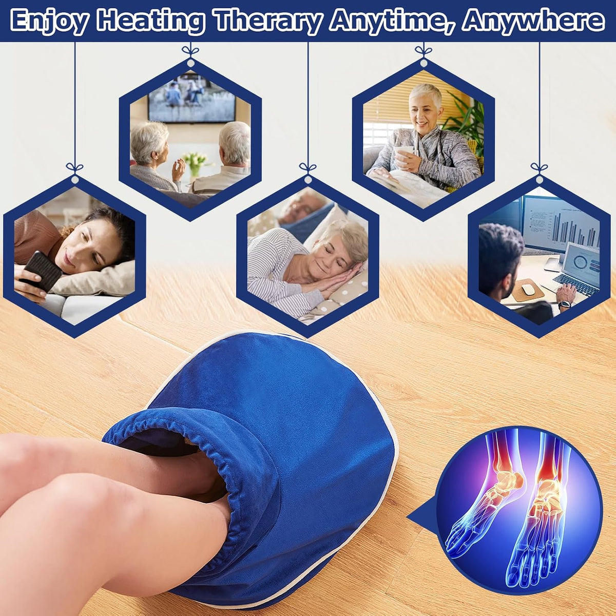 CAMECO 2-in-1 Cordless Foot Heating Pad & Massagers for Feet Neuropathy Pain Relief, 5000mAh 104℉-140℉ Heated Foot Warmers for Women Men, Rechargeable Vibration Heating Booties for Ankle Under Desk