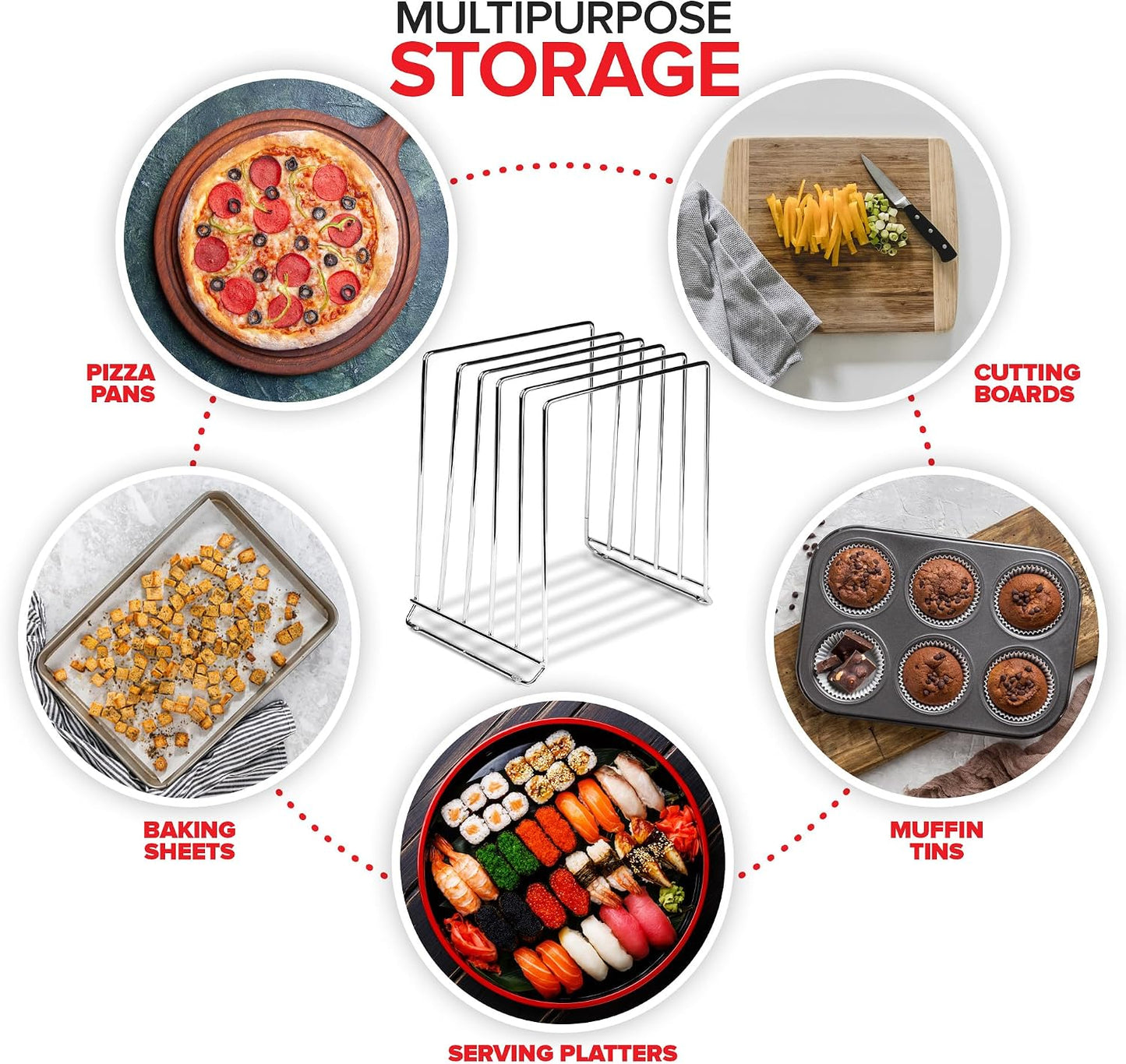 Stock Your Home Black (2 Pack) Extra Tall Steel Baking Pan Organizer Rack for Cabinet Storage or Kitchen Counter, Cookie Baking Sheet Organizer with Dividers, Muffin Tin and Cutting Board Holder