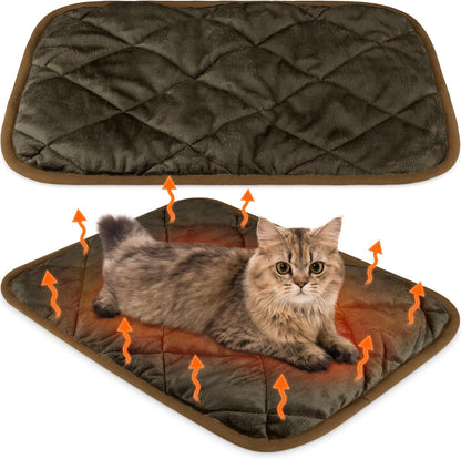 2 Pack Self Heating Cat Mat Self Warming Pet Pads Washable Kennel Mat Dog Crate Pad Reflects Body Heat Non Skid Cat Thermal Pads for Puppy Indoor Outdoor(Black,16 x 20 Inches)