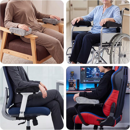 THARAHT 2pcs Ergonomic Blue Mesh Gel Memory Foam Armrest Support Pillow Anti Slip Adjustable Office Chair Games Home Wheelchairs