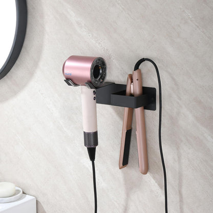 Hair Dryer Holder Wall Mounted, Stainless Steel Blow Dryer Holder for Bathroom, Hair Dryer and Straightener Holder Adhesive or Drilling, Hair Tool Organizer for Salon Barber Shops Banjekt