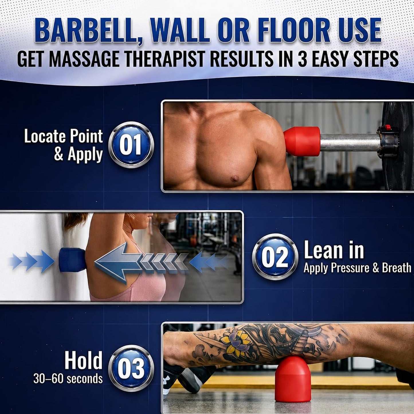 Muscle Trigger Silicone Barbell-Mounted Trigger Point Massage Tool for Back, Neck, Shoulders, Feet & Plantar Fasciitis Relief, Myofascial Release and Deep Tissue Muscle Recovery for Home and Gym | Back Neck Shoulders Plantar Fasciitis Myofascial Muscle
