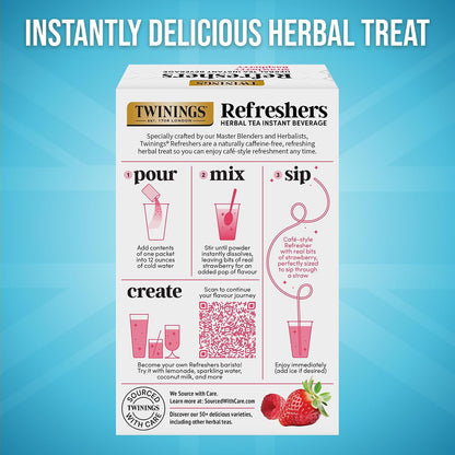 Twinings Strawberry & Raspberry Herbal Iced Tea, 72 Oversized Tea Bags, Makes 18 Pitchers or 144 Servings, Unsweetened, Naturally Caffeine-Free, (Pack of 1)