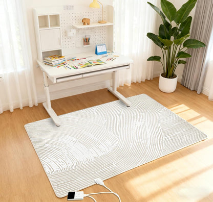 Electric Heated Carpet 35x55in Soft Plush Heating Rug 450W CX | Instant Warmth in 30s, 60 Heat Levels 12h Timer, Energy Efficient Safety Protection Ideal for Home Office Playroom 120V