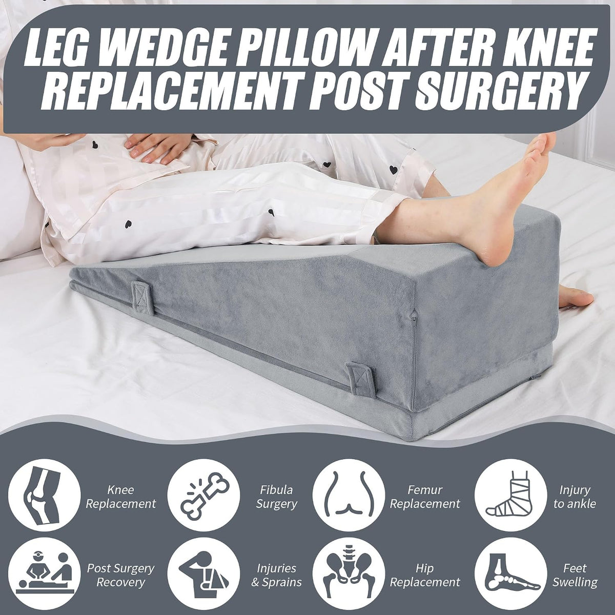 ROYALAY Leg Elevation Pillows for After Surgery, Adjustable Height Knee Surgery Recovery Equipment, Knee Replacement Recovery Aids for Hip Ankle Pain Relief Patent Pending