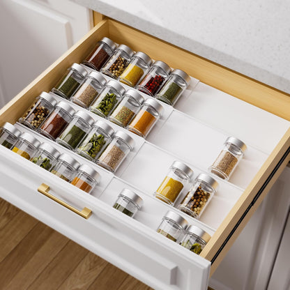 MIUKAA Clear Acrylic Spice Drawer Organizer, 4 Tier Seasoning Jars Drawers Insert, Kitchen Spice Rack Tray for Drawer/Countertop (Jars not included)