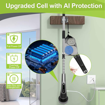 Dreazu Electric Spin Scrubber, 10-in-1 Shower Scrubber & Retractable Long Handle, 44 lbs High-Torque & Variable Speed Shower Cleaning Brush for Bathroom,Toilet, Bathtub, Kitchen, Tile Floors