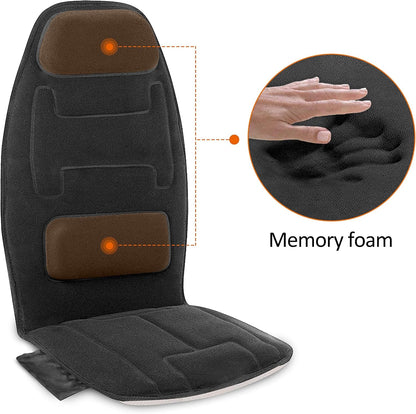 Snailax Massage Seat Cushion with Heat - Extra Memory Foam Support Pad in Neck and Lumbar,10 Vibration Massage Motors, 2 Heat Levels, Back Massager Chair Pad for Back | 【Gift for Men Women】10 Vibration Motors, 5 Massage Modes, Adjustable 3 Intensity,