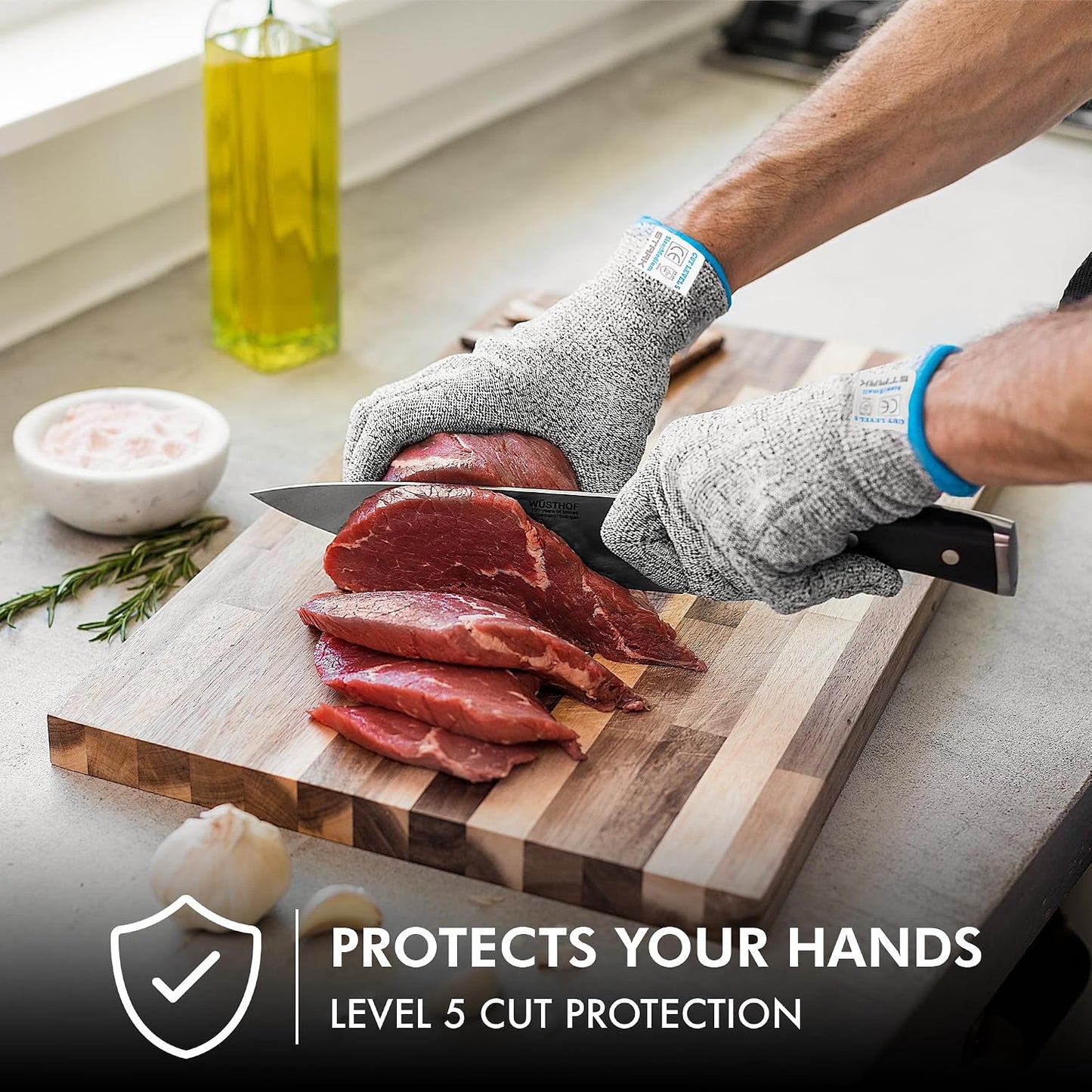 Cut Resistant Gloves, Level 5 Protection, Kitchen Cut Gloves for Meat, Shucking, Fillet, Mandolin Slicing, Carving, 1 Pair, Large