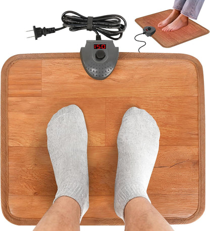Heated Floor Mat Under Desk for Foot Warmer - Wider 110V Adjustable Temperature Electric Heating Pad - Carbon Crystal & Energy Saving Feet Warmers for Office,Home (Black)