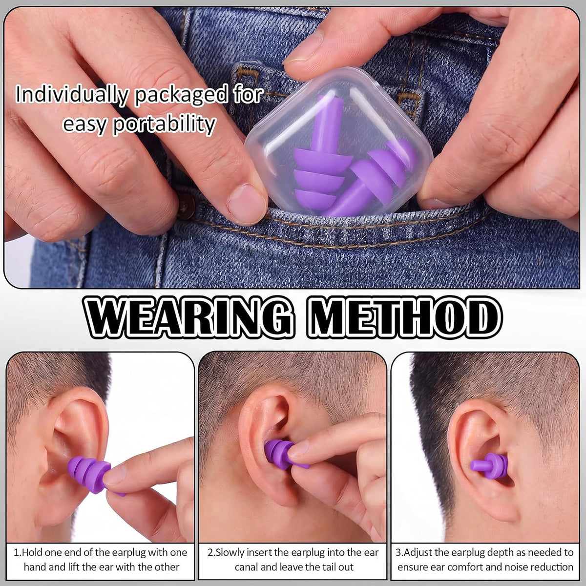 24 Pairs Black Ear Plugs Bulk NRR 29dB Reusable Silicone Ear Plugs with Plastic Cases Soft Foam Plug for Sleeping Noise Cancelling Concerts Shooting Swimming Noise Reduction