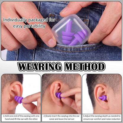 24 Pairs Black Ear Plugs Bulk NRR 29dB Reusable Silicone Ear Plugs with Plastic Cases Soft Foam Plug for Sleeping Noise Cancelling Concerts Shooting Swimming Noise Reduction