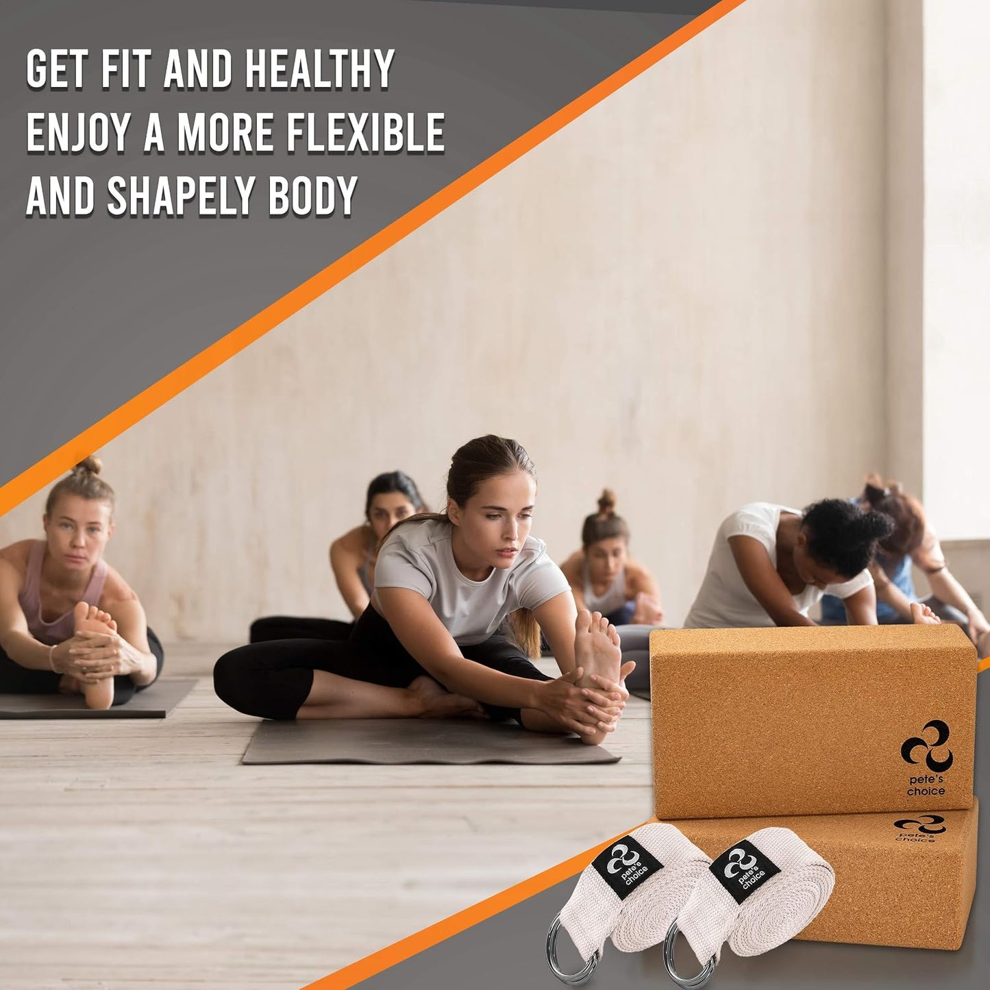 Stretching Straps and Yoga Blocks - Yoga Beginner Kit for Pilates & Gym | For Home Workouts - Hold Poses, Stretch, Improve Flexibility & Maintain Balance. BONUS Exercise Guide