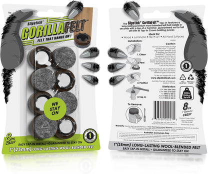 Slipstick Gorilla Felt Furniture Pads (189 Piece Variety Pack) Premium Furniture Pads & Chair Leg Floor Protectors for Hardwood Floors & Hard Surfaces